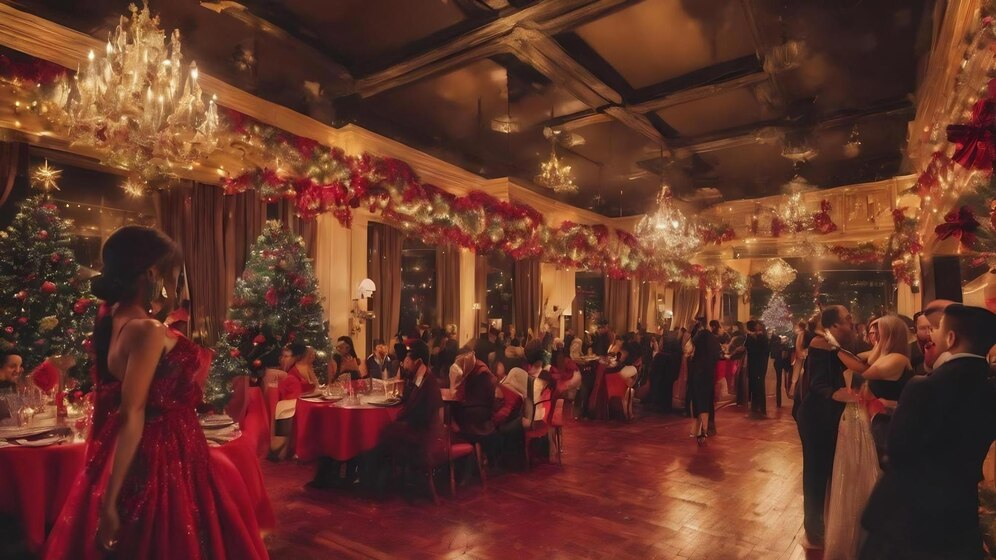 People celebrating in a hall