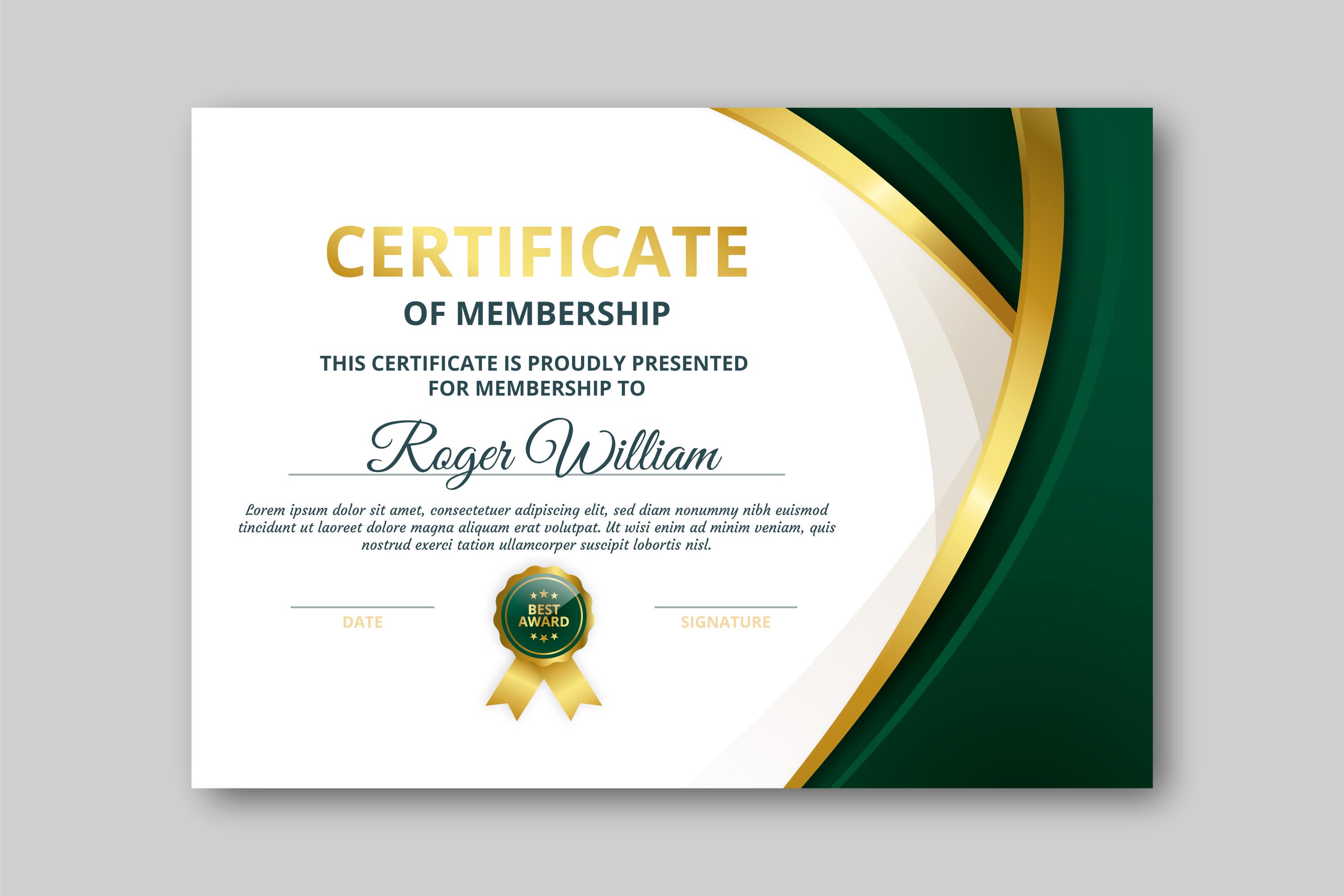 Certificate of membership for golf